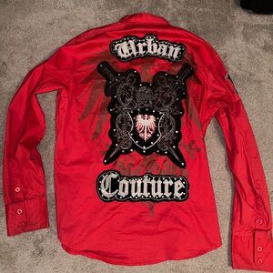 Victorious Red Shirt with Graphic Design